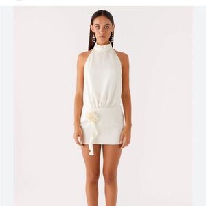 Peppermayo Cream Halterneck Mini Dress